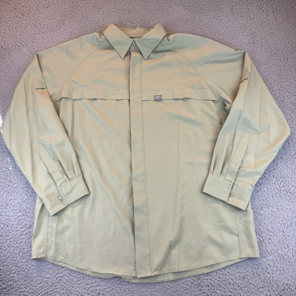 G Loomis Fishing Shirt Large Sage Olive Green Lightweight Vented Sun Protection
